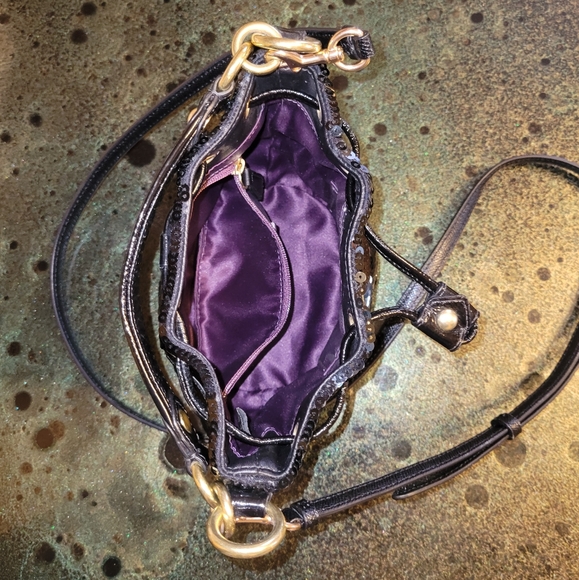 COACH POPPY BLACK SEQUINS CINCH DRAWSTRING MINI BUCKET CROSSBODY HANDBAG 18726 - Picture 9 of 16